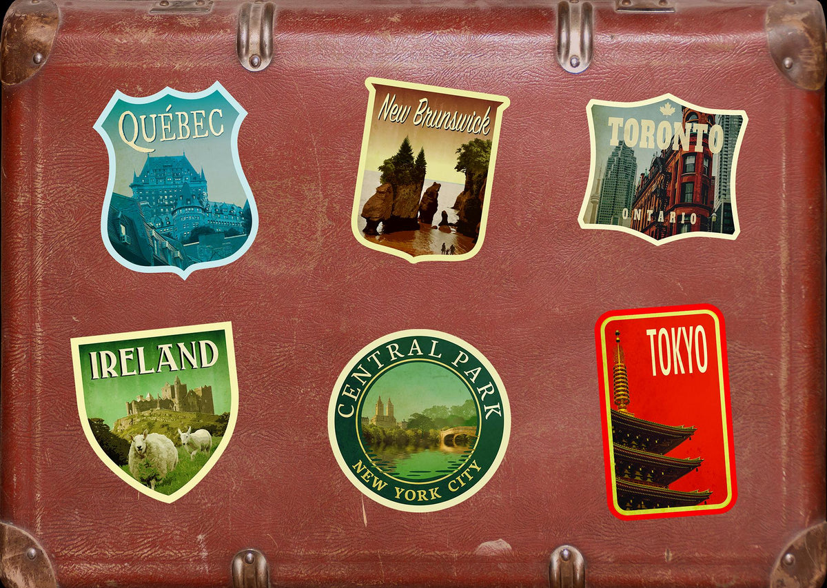 New Brunswick Travel Sticker: Vintage Suitcase Decal