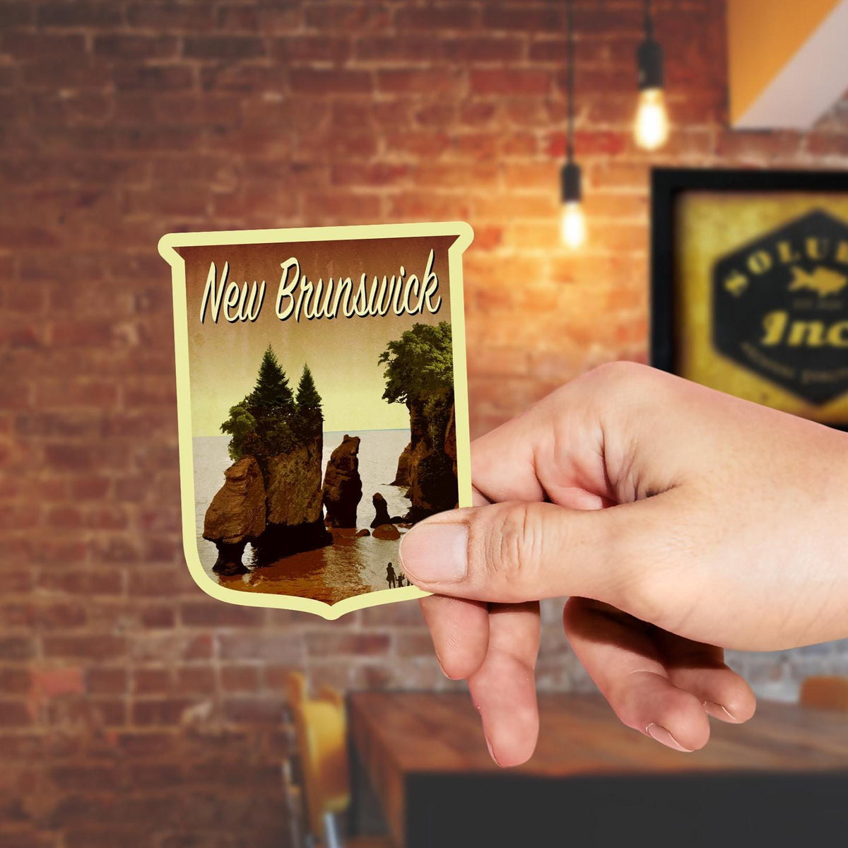 New Brunswick Travel Sticker: Vintage Suitcase Decal