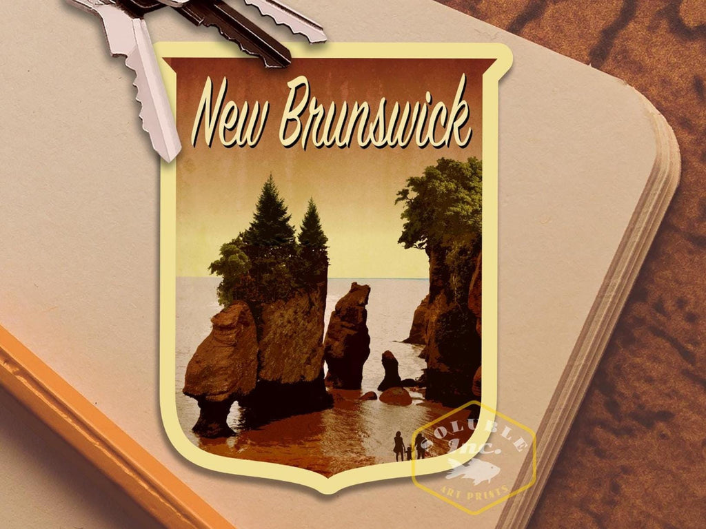 New Brunswick Travel Sticker: Vintage Suitcase Decal