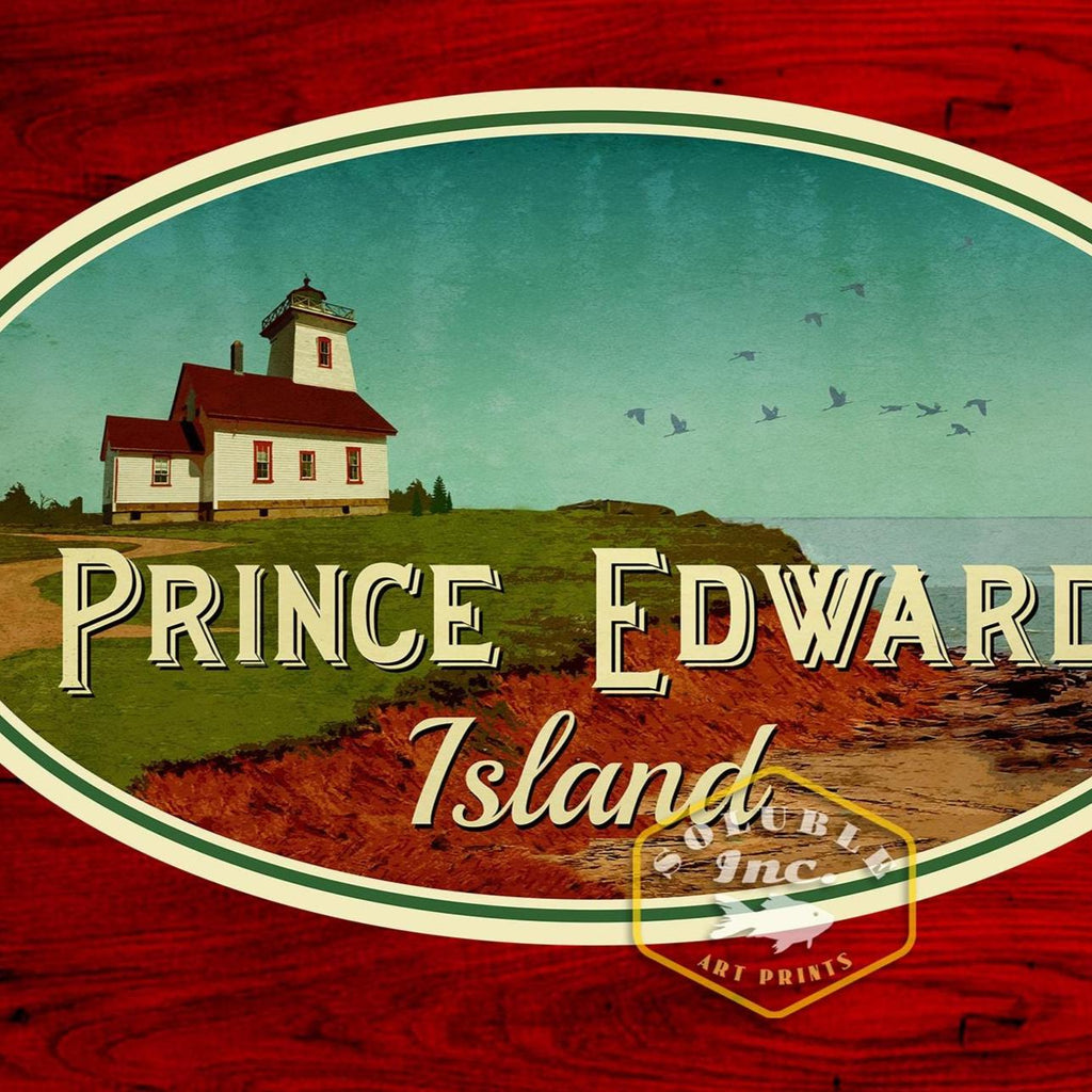 Prince Edward Island Travel Sticker: Vintage Suitcase Decal