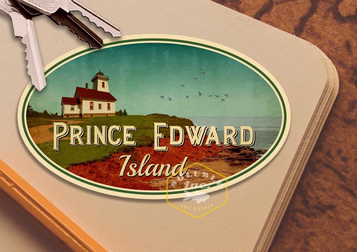 Prince Edward Island Travel Sticker: Vintage Suitcase Decal