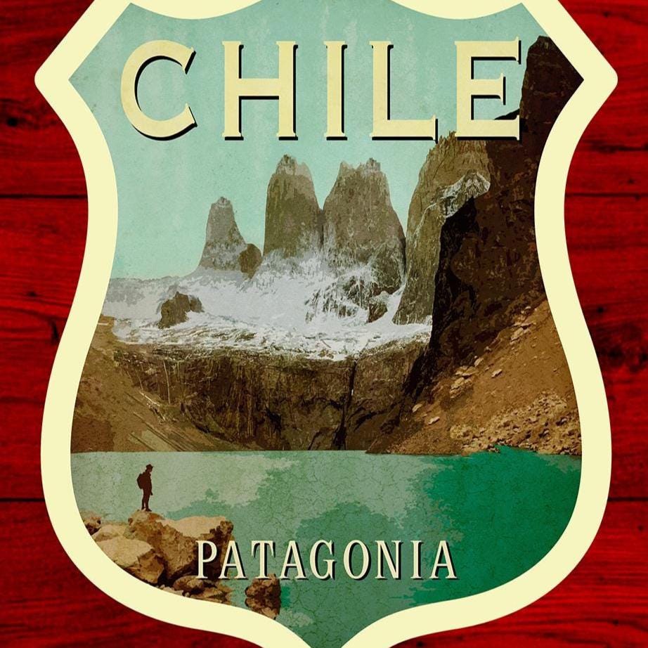 Chile travel sticker, vintage style decal for suitcase, luggage, laptop or water bottle
