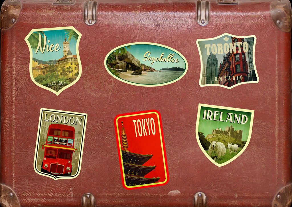 Seychelles travel sticker, vintage style decal for suitcase, luggage, laptop or water bottle