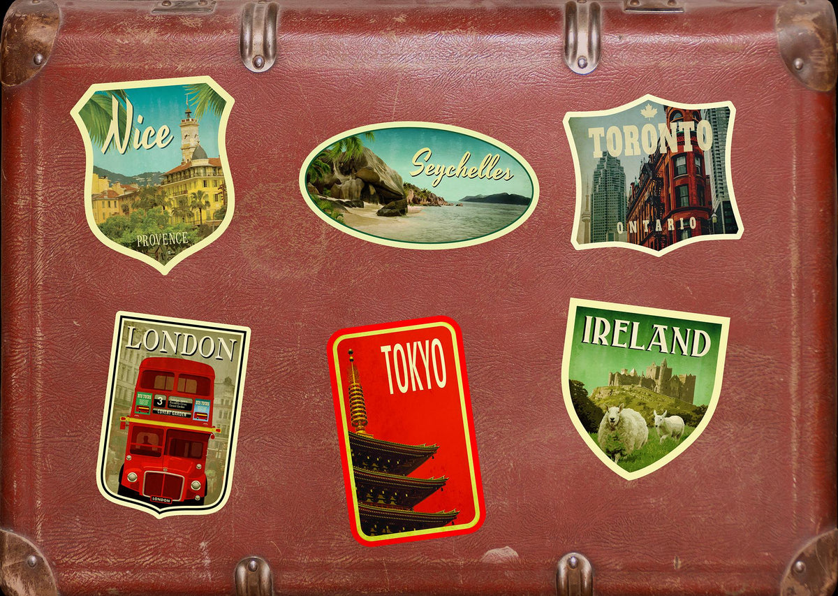 Seychelles travel sticker, vintage style decal for suitcase, luggage, laptop or water bottle