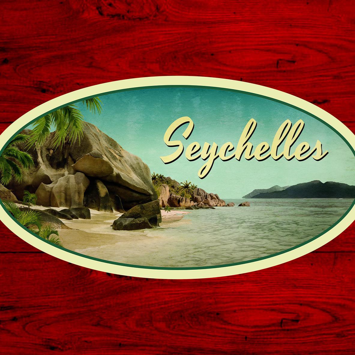 Seychelles travel sticker, vintage style decal for suitcase, luggage, laptop or water bottle