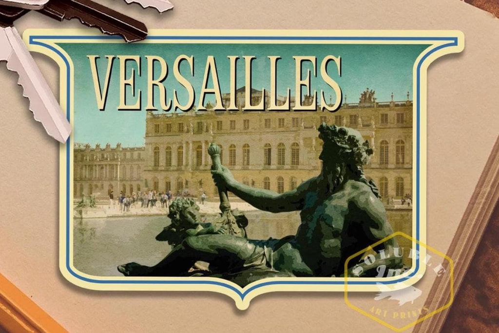 Versailles France Travel Sticker: Vintage Luggage Decal