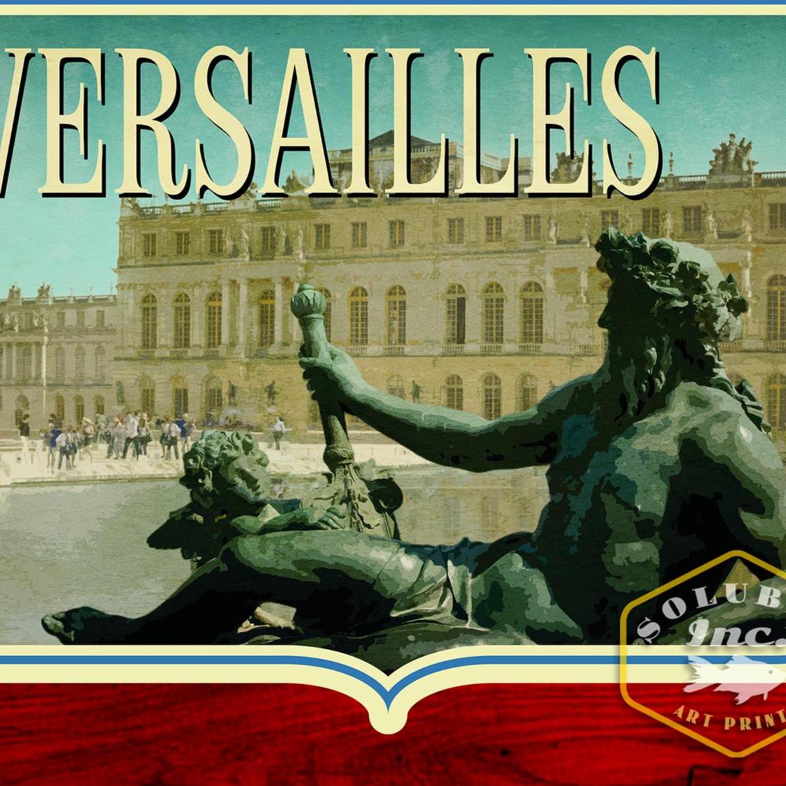 Versailles France Travel Sticker: Vintage Luggage Decal