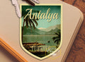 Antalya Turkey travel sticker, vintage style decal for suitcase, luggage, laptop or water bottle