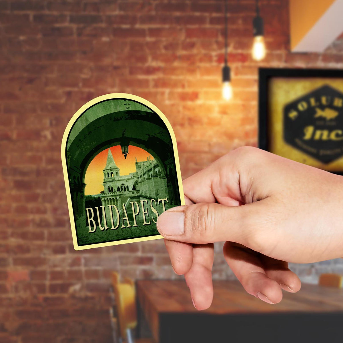 Budapest Travel Sticker: Vintage Suitcase Luggage Decal