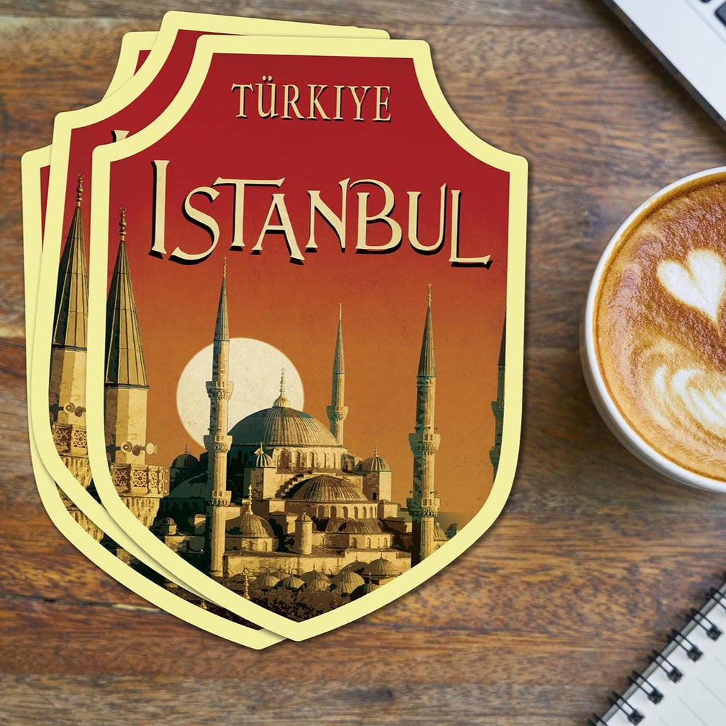 Istanbul travel sticker, vintage style decal for suitcase, luggage, laptop or water bottle