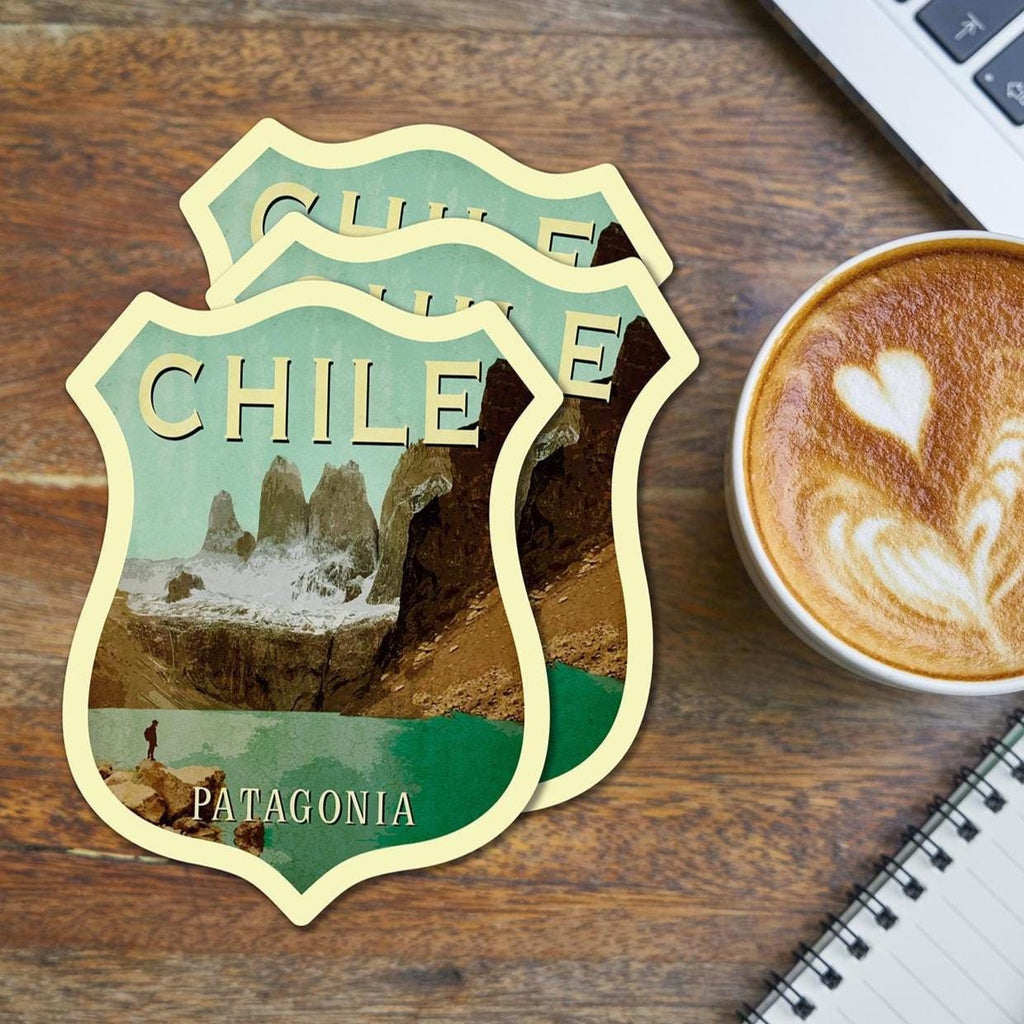 Chile travel sticker, vintage style decal for suitcase, luggage, laptop or water bottle