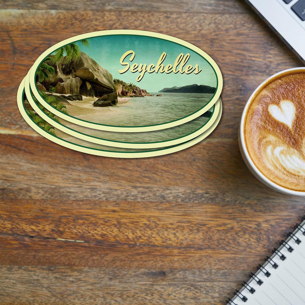 Seychelles travel sticker, vintage style decal for suitcase, luggage, laptop or water bottle