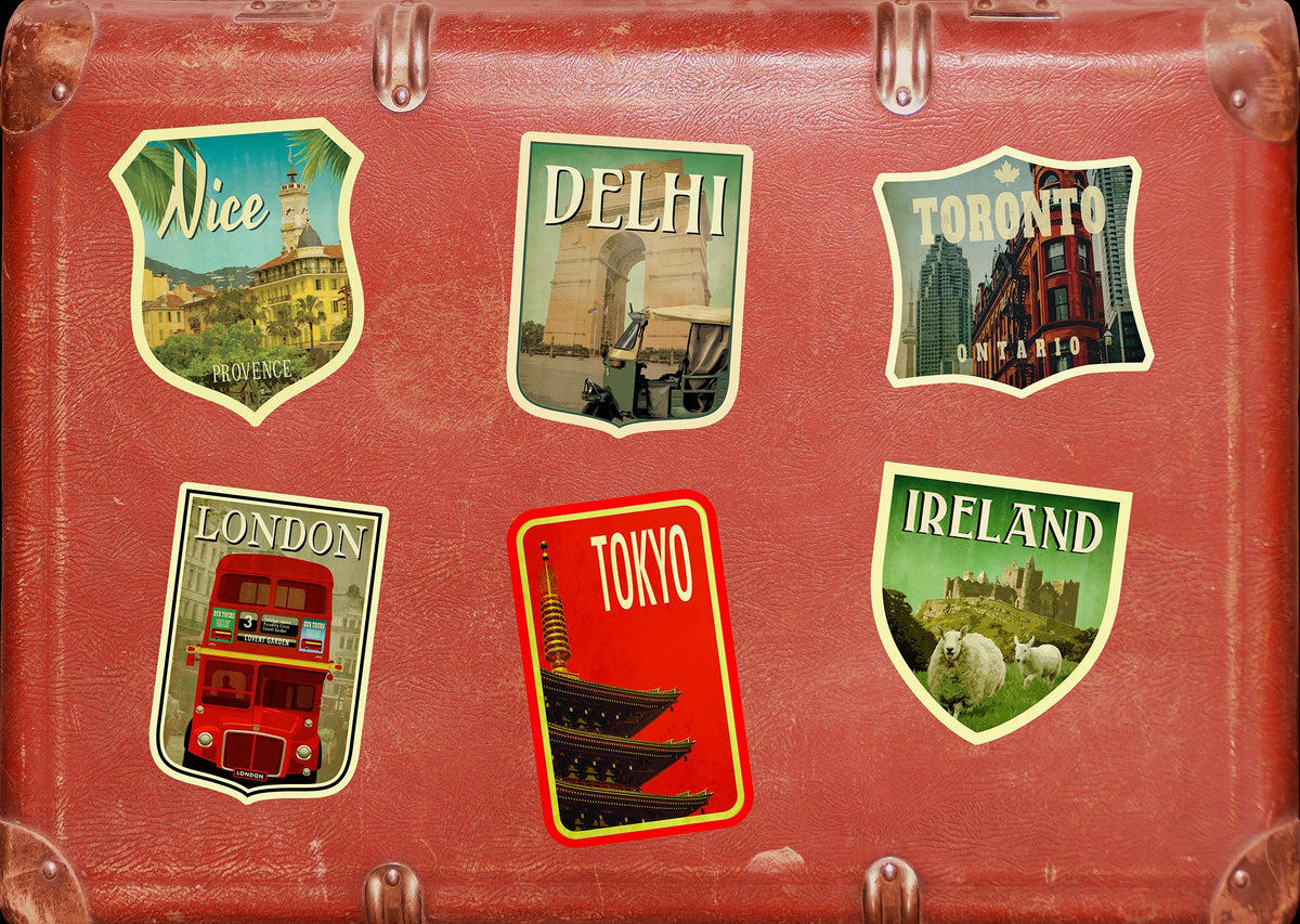 Delhi India travel sticker, vintage style decal for suitcase, luggage, laptop or water bottle