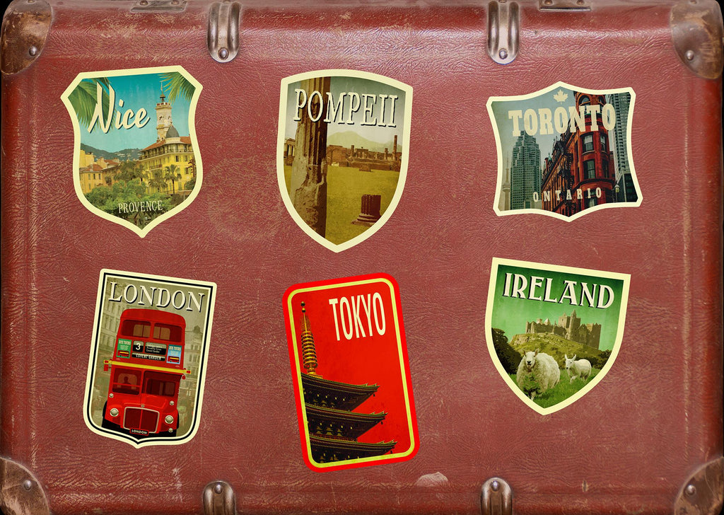 Pompeii Italy Travel Sticker: Vintage-Style Luggage Decal