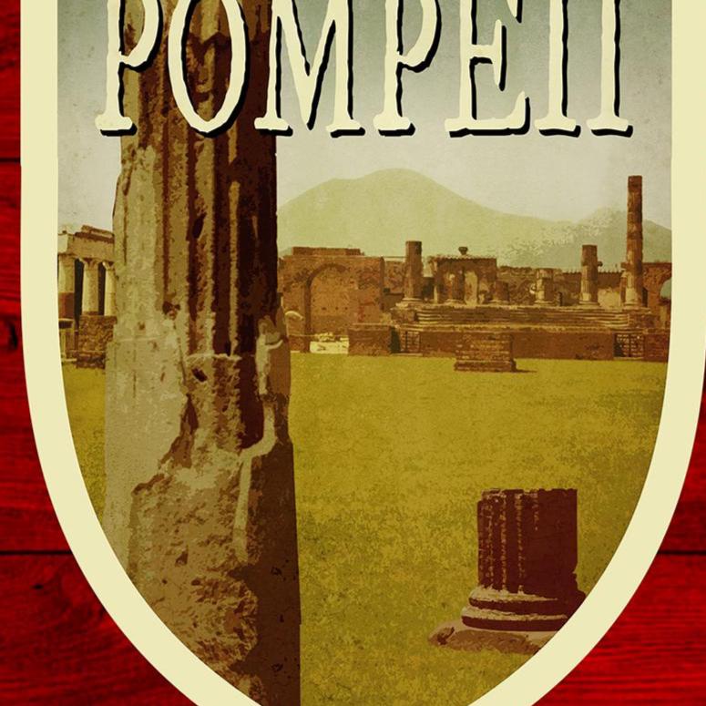Pompeii Italy Travel Sticker: Vintage-Style Luggage Decal