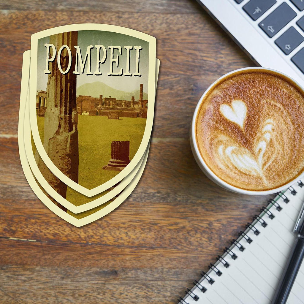 Pompeii Italy Travel Sticker: Vintage-Style Luggage Decal
