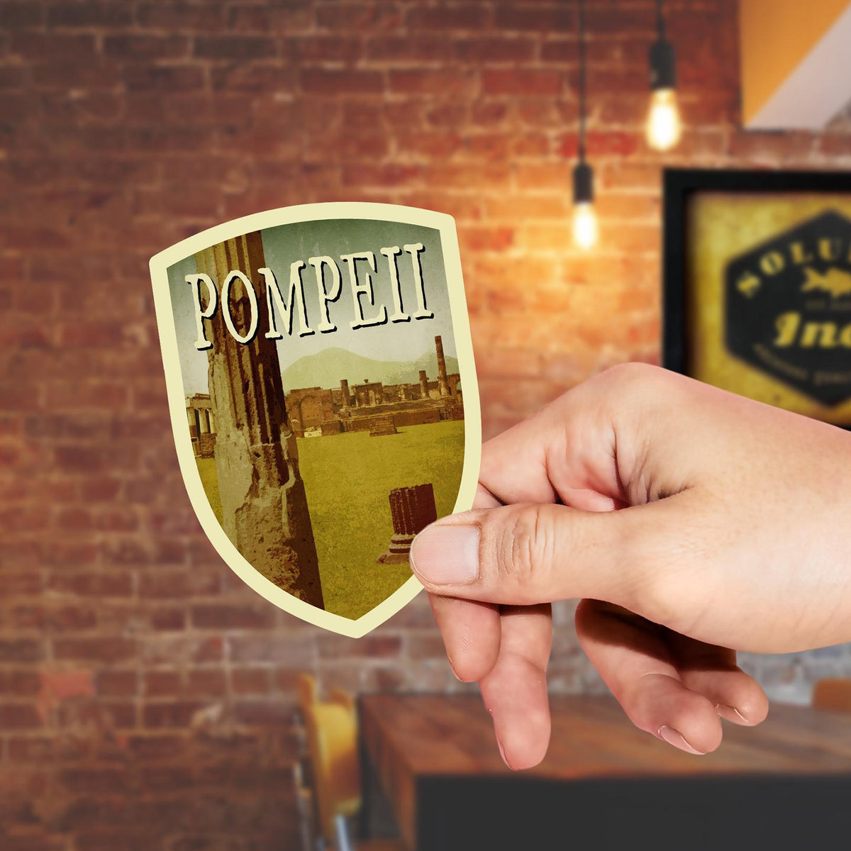 Pompeii Italy Travel Sticker: Vintage-Style Luggage Decal