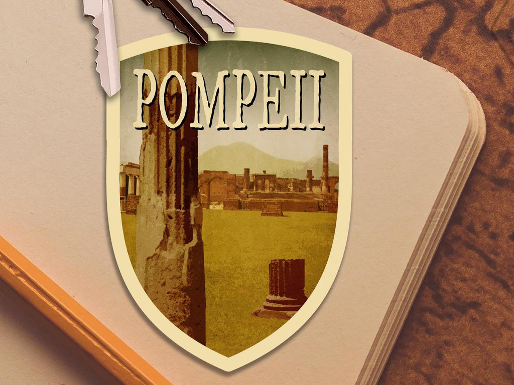 Pompeii Italy Travel Sticker: Vintage-Style Luggage Decal