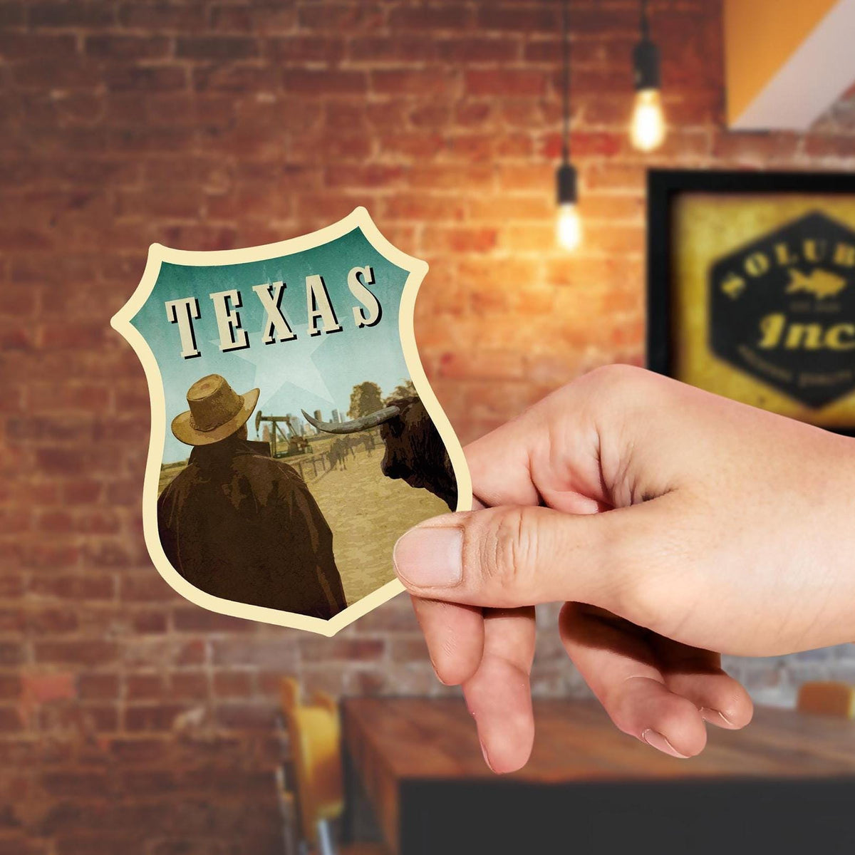 Texas travel sticker, vintage style decal for suitcase, luggage, laptop or water bottle