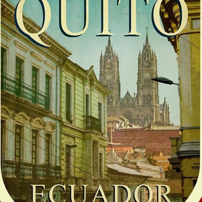 Quito Ecuador travel sticker, vintage style decal for suitcase, luggage, laptop or water bottle