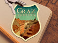 Graz Austria Travel Sticker: Vintage Suitcase Luggage Decal