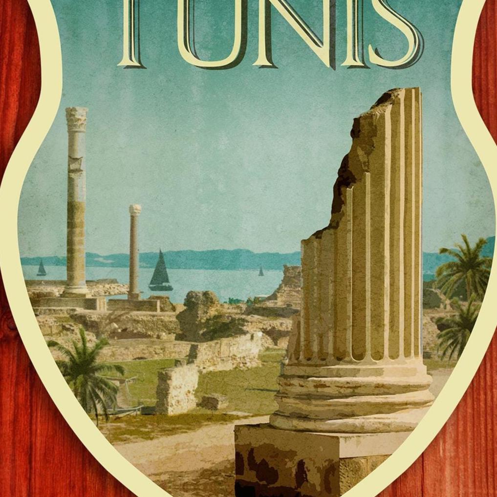 Tunis, Tunisia travel sticker, vintage style decal for suitcase, luggage, laptop or water bottle