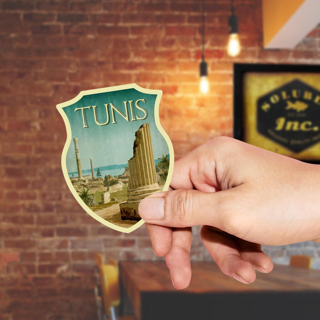Tunis, Tunisia travel sticker, vintage style decal for suitcase, luggage, laptop or water bottle