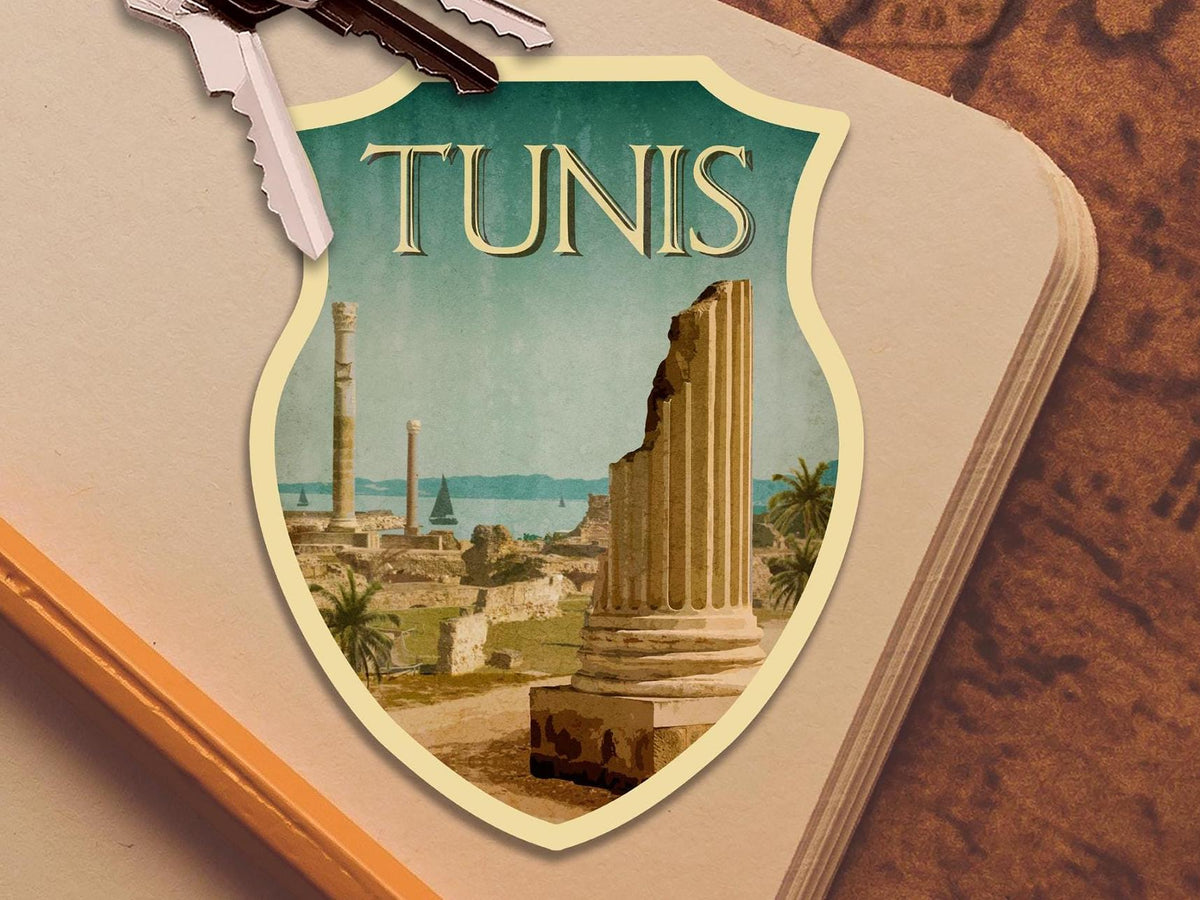 Tunis, Tunisia travel sticker, vintage style decal for suitcase, luggage, laptop or water bottle