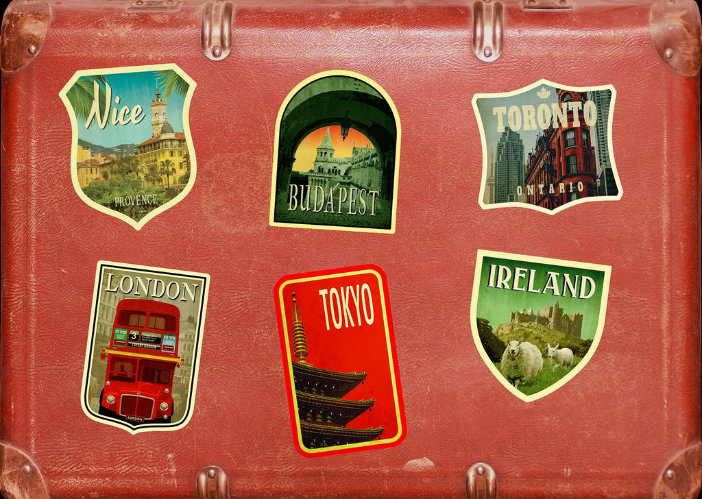 Budapest Travel Sticker: Vintage Suitcase Luggage Decal