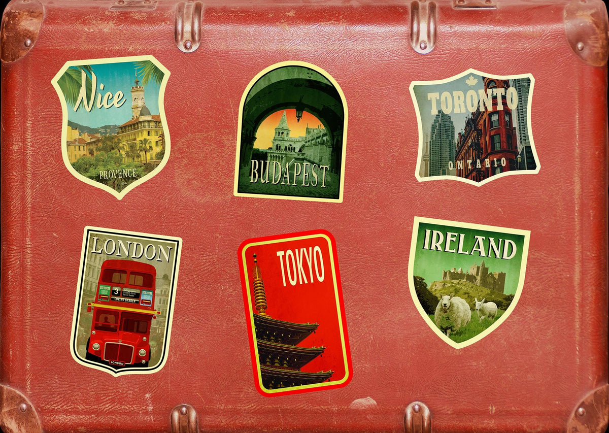 Budapest Travel Sticker: Vintage Suitcase Luggage Decal