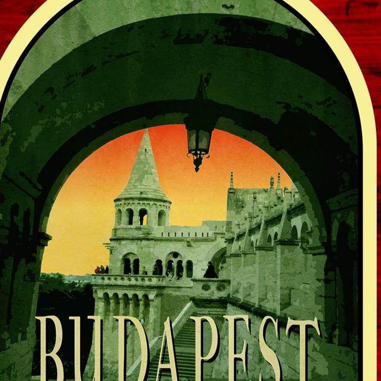 Budapest Travel Sticker: Vintage Suitcase Luggage Decal