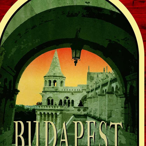 Budapest Travel Sticker: Vintage Suitcase Luggage Decal
