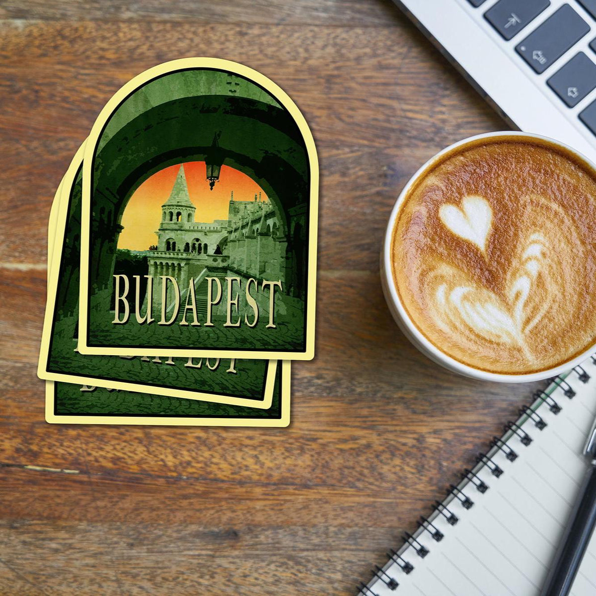 Budapest Travel Sticker: Vintage Suitcase Luggage Decal