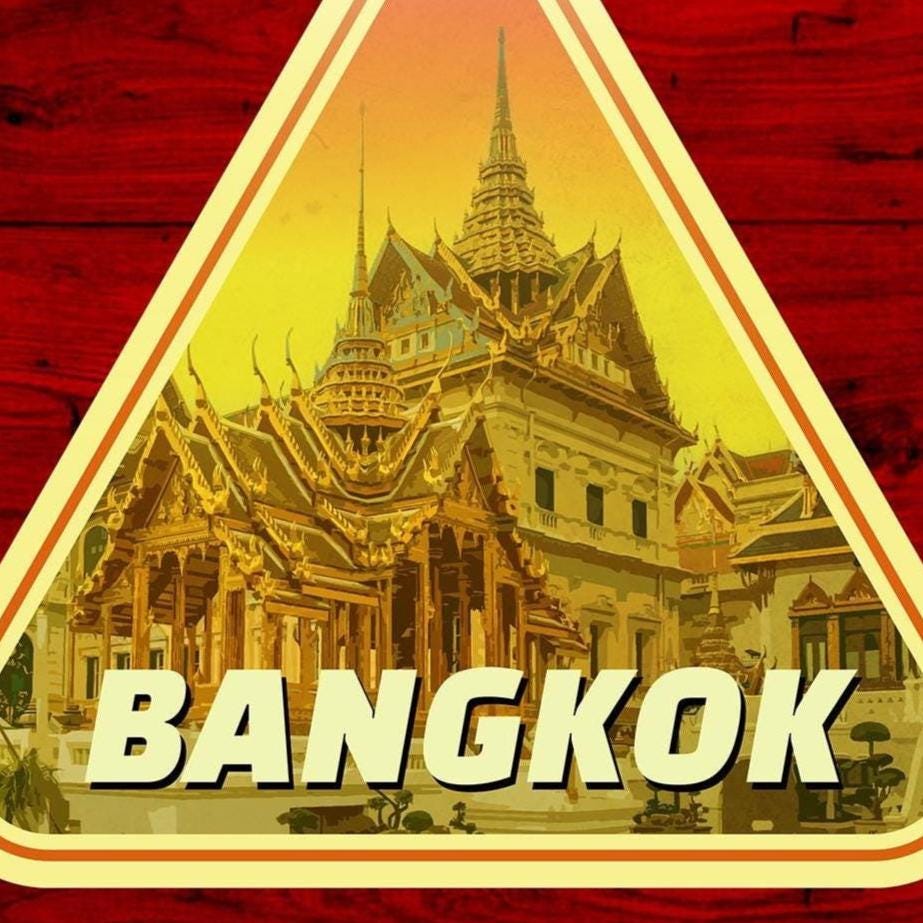 Bangkok Travel Sticker: Vintage-style Thailand Decal