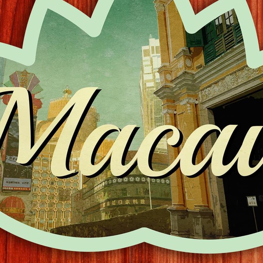 Macau travel sticker, vintage style decal for suitcase, luggage, laptop or water bottle