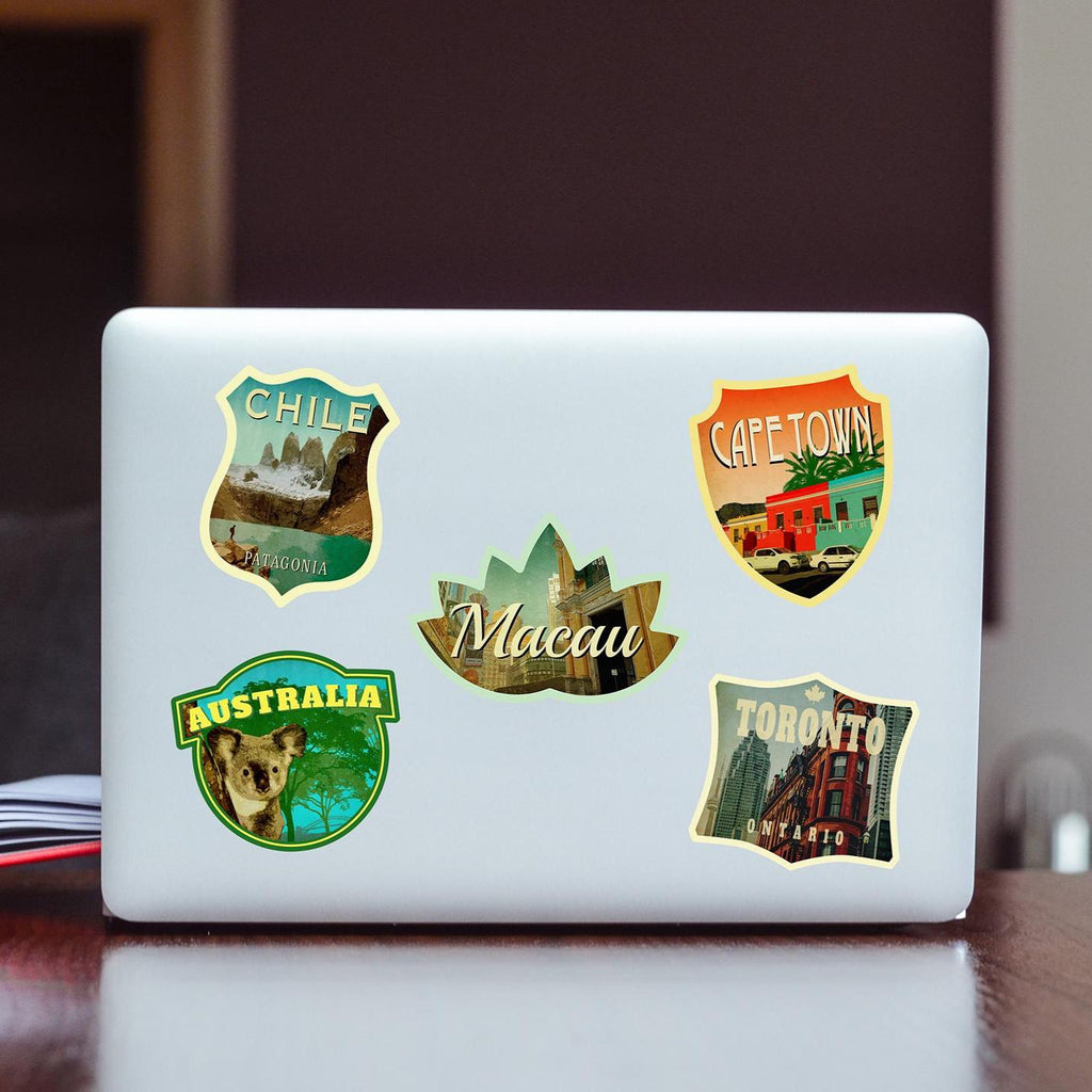Macau travel sticker, vintage style decal for suitcase, luggage, laptop or water bottle