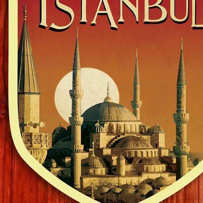 Istanbul travel sticker, vintage style decal for suitcase, luggage, laptop or water bottle