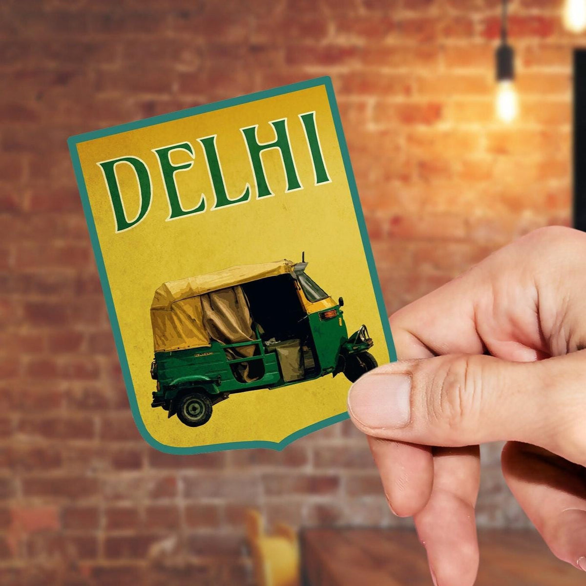 Delhi India travel sticker, vintage style decal for suitcase, luggage, laptop or water bottle