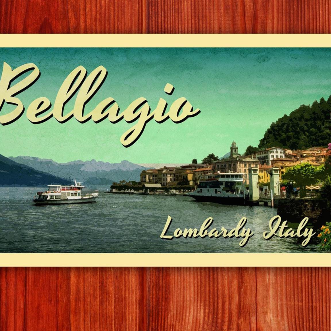 Bellagio Italy Travel Sticker: Vintage Lake Como Luggage Decal