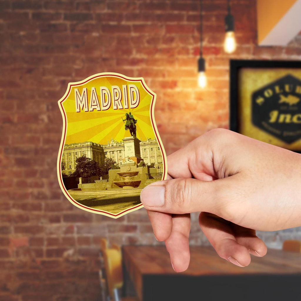 Madrid Spain Travel Sticker: Vintage-Style Luggage Decal