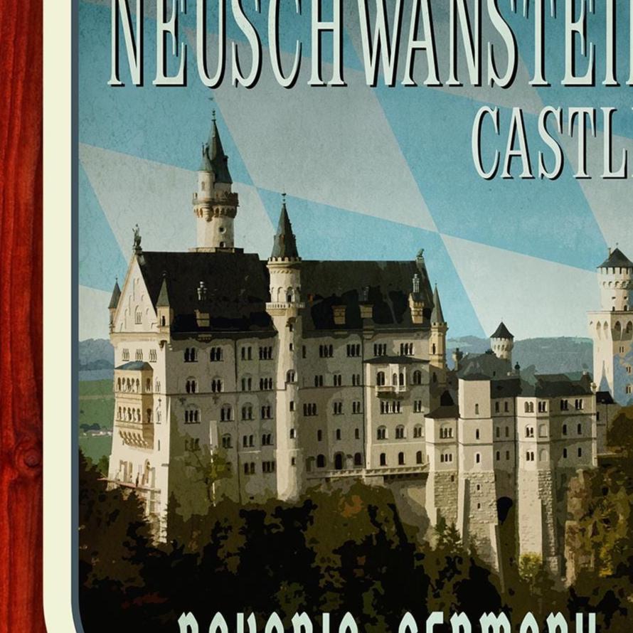 Neuschwanstein Castle Travel Sticker: Vintage Germany Luggage Decal