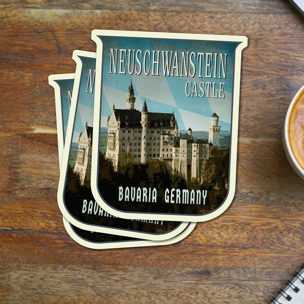 Neuschwanstein Castle Travel Sticker: Vintage Germany Luggage Decal