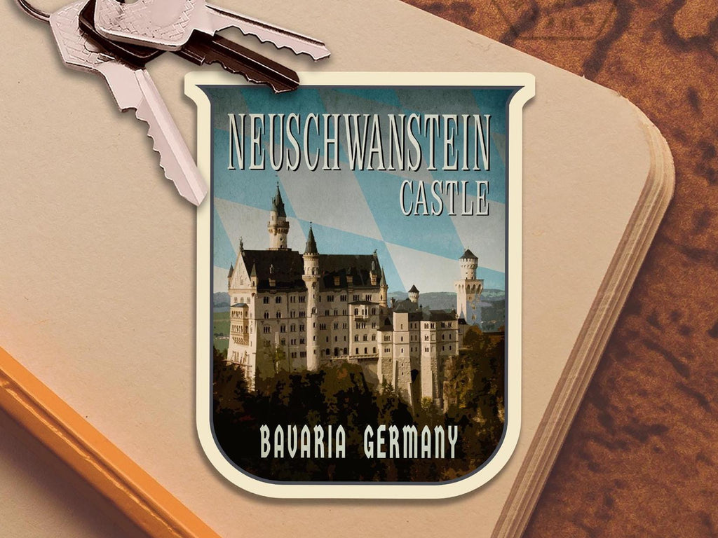 Neuschwanstein Castle Travel Sticker: Vintage Germany Luggage Decal
