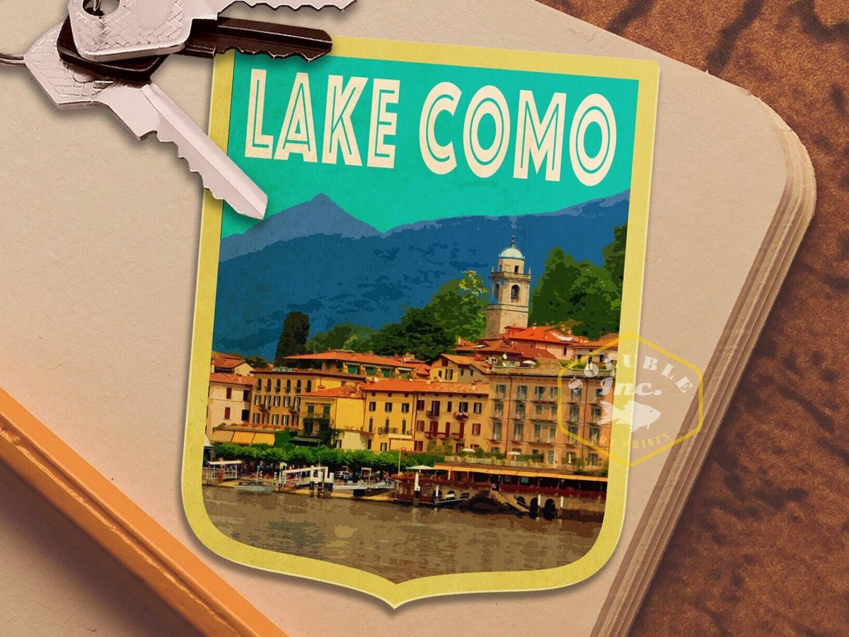 Lake Como Italy Travel Sticker: Vintage-Style Luggage Decal