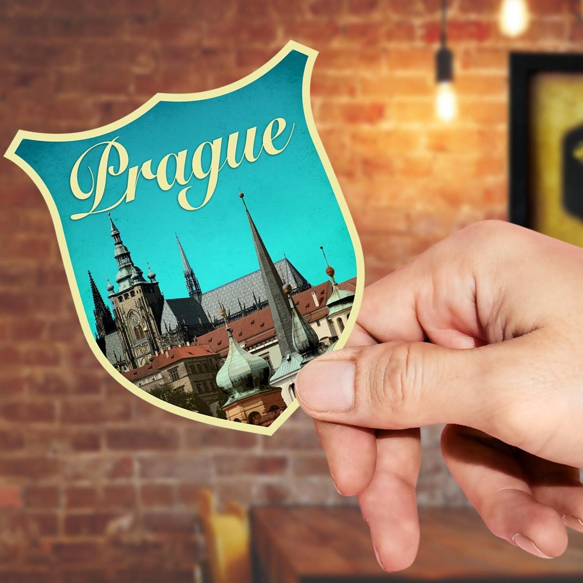 Prague Travel Sticker: Vintage-Style Luggage Decal