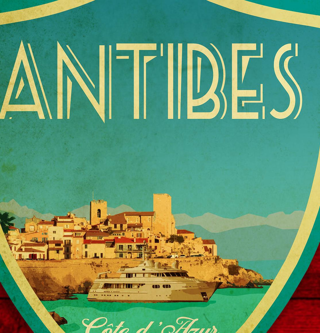 Antibes Travel Sticker: Vintage-Style Luggage Decal