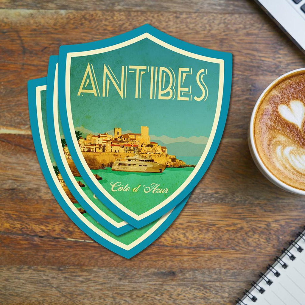 Antibes Travel Sticker: Vintage-Style Luggage Decal