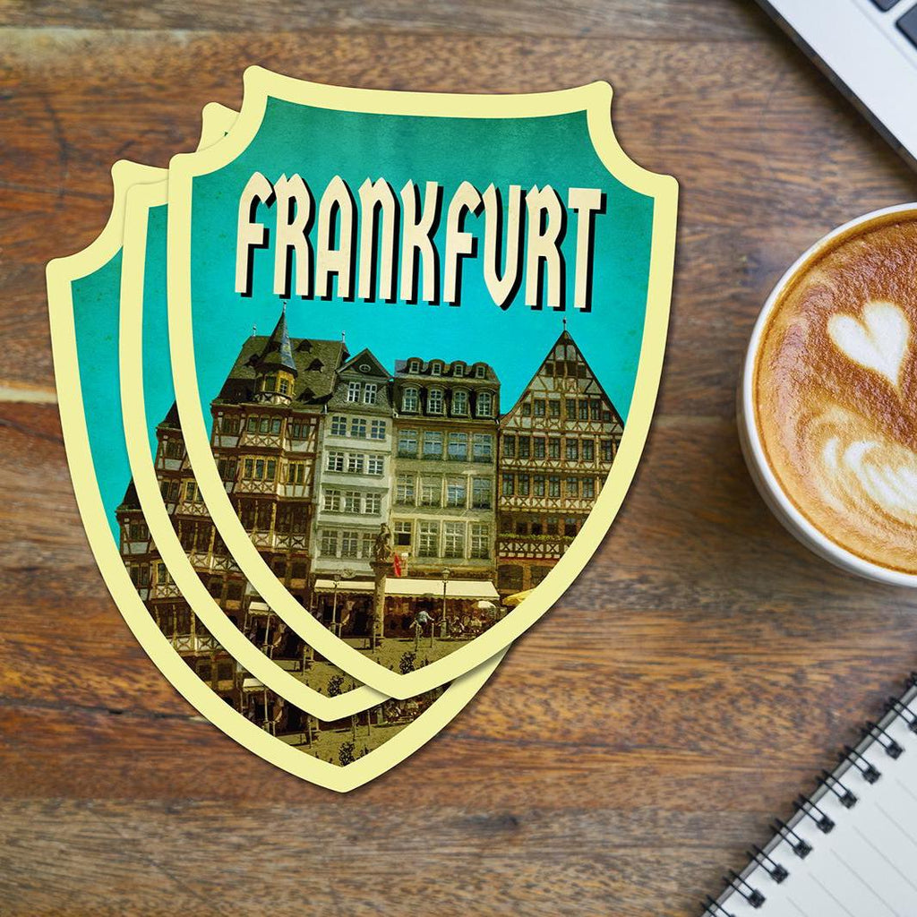 Frankfurt Germany Travel Sticker: Vintage-Style Luggage Decal