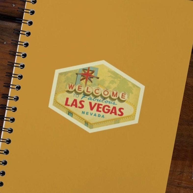 Las Vegas travel sticker, vintage style decal for suitcase, luggage, laptop or water bottle