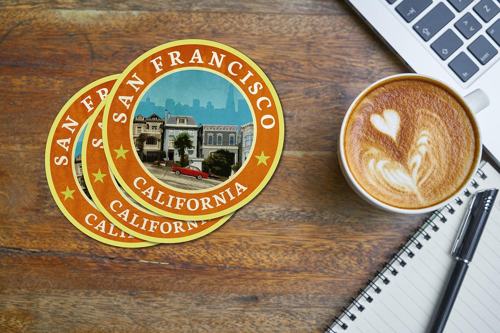 San Francisco travel sticker, vintage style decal for suitcase, luggage, laptop or water bottle